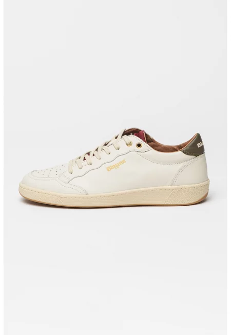 Кожени спортни обувки с равна подметка - Крем