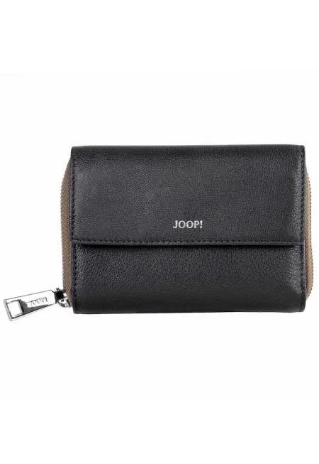 Кожено портмоне с тройно прегъване - Черен