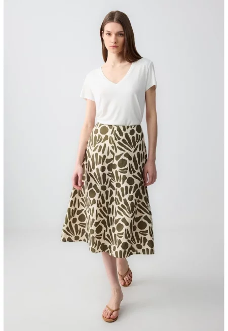 Ленена пола - Папратово зелено/Крем