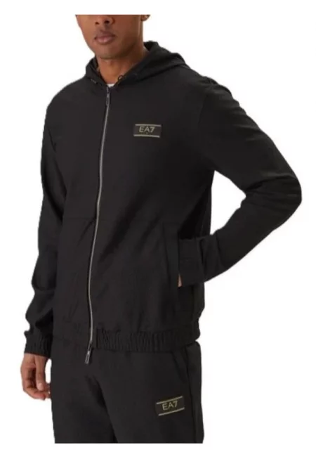 Мъжка блуза с цип  TRAIN PREMIUM LABEL M HOODIE FZ KNITTED JACQUARD - Полиестер - Черна - Черен