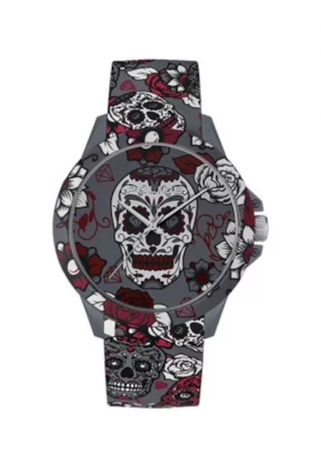 Мъжки часовник  PEWUM2119560 - аналогов - резинов корпус - силиконова гривна - сив - 40 мм