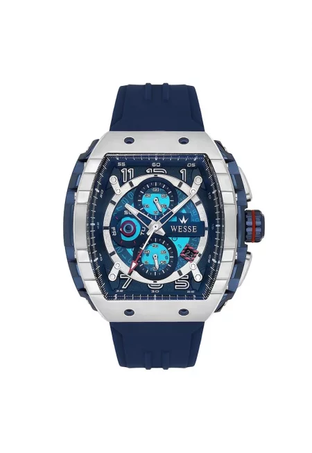 Мъжки часовник  WWG403102 - 43 мм - силиконова каишка - метален корпус - син/сребрист