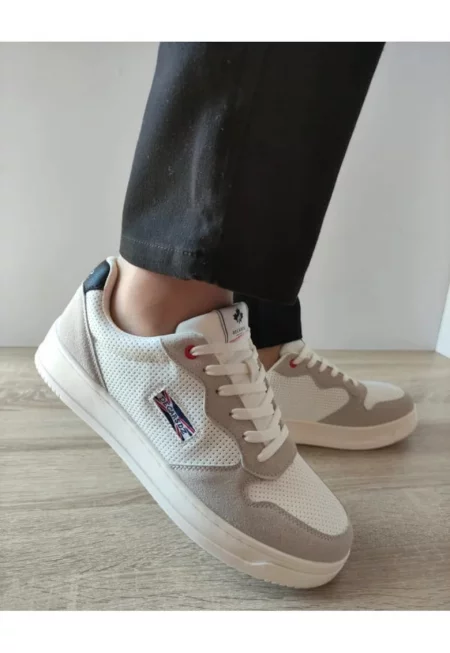 Мъжки ежедневни обувки  9903 бели със сив велур - Бял