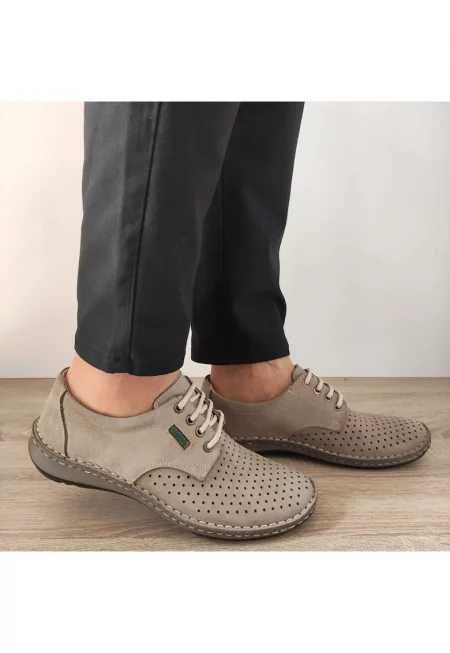 Мъжки ежедневни перфорирани обувки  9554 14-2 пясъчно бежово - 41 - бежово