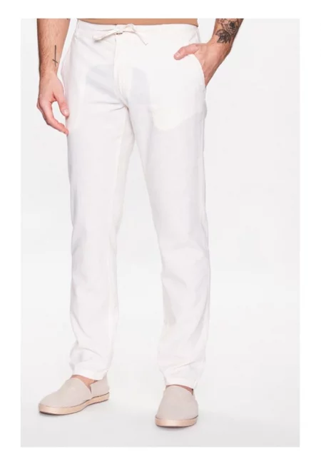 Мъжки панталон -  70197 - Лен/Памук - Бял
