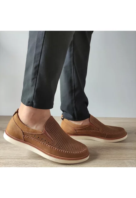 Мъжки перфорирани обувки  Z1248703-5 Taupe - Taupe