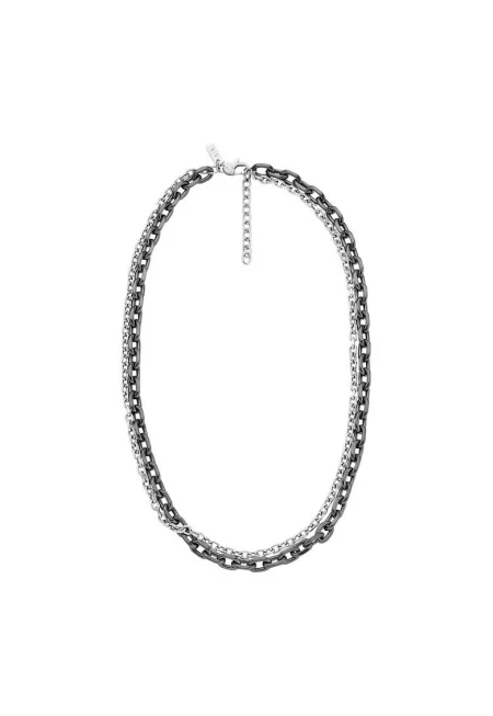 Многоредово колие от неръждаема стомана - Сребрист