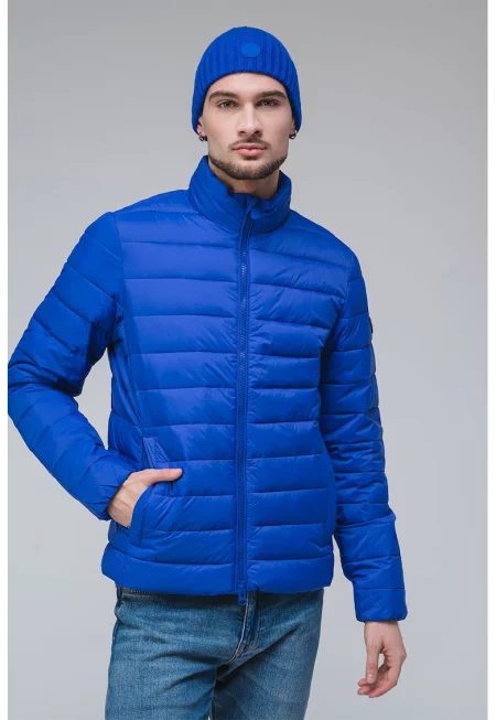 Олекотено зимно яке с джобове - Индигово синьо