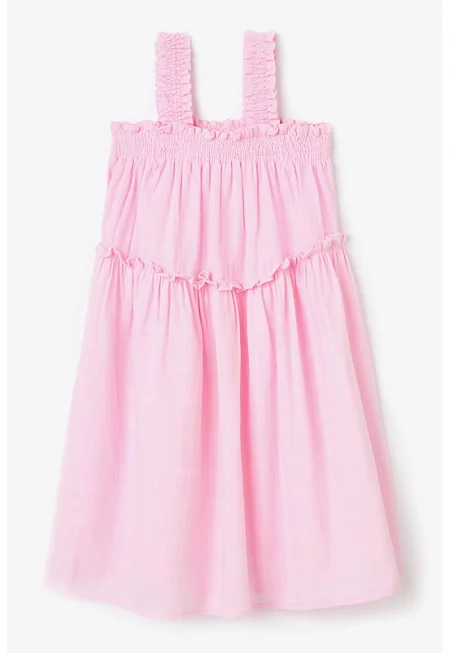 Памучна рокля с набрани краища