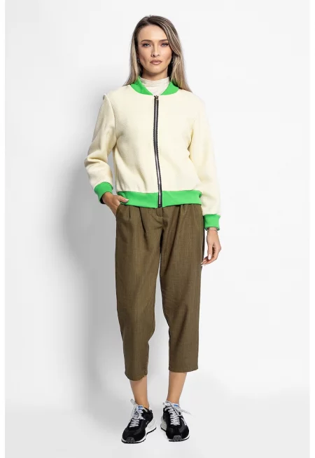 Панталон капри със скосени джобове - Каки