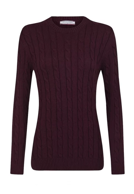Плетен пуловер с овално деколте