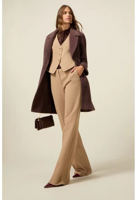 Плисиран панталон с висока талия