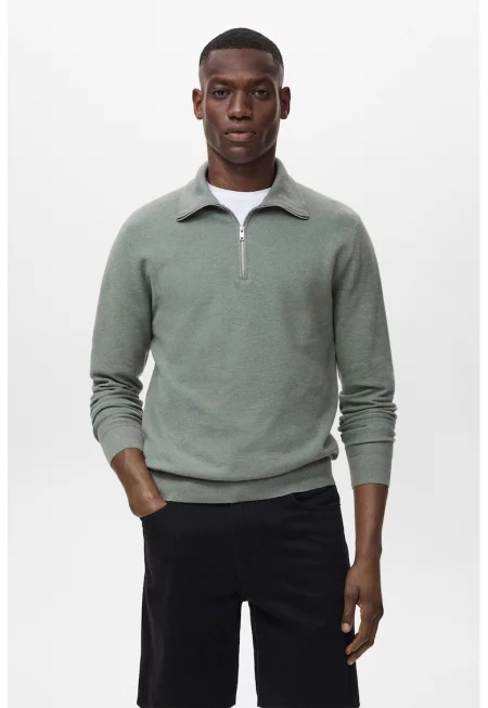 Пуловер с къс цип