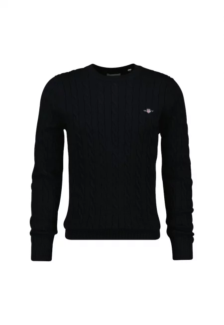 Пуловер с плетка осморка - Черен