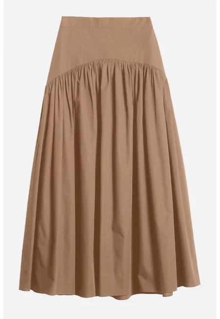 Разкроена пола от органичен памук - Карамел