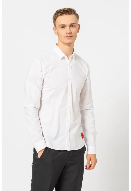 Риза Ero по тялото с пришито лого - Бял