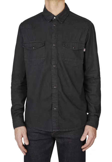 Риза от деним с джобове на гърдите - Избеляло черно