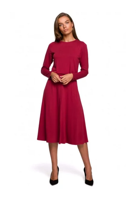 Рокля -  Разкроена - вискоза - червено
