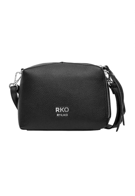 RYLKO - Кожена чанта Torebka с релеф - Черен