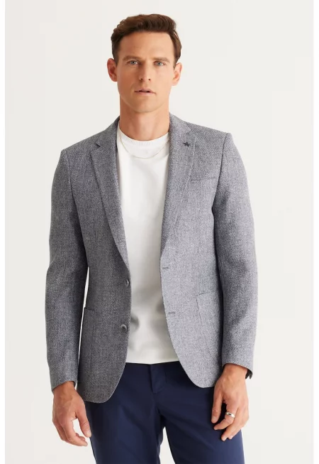Сако с джобове - Светлосив меланж