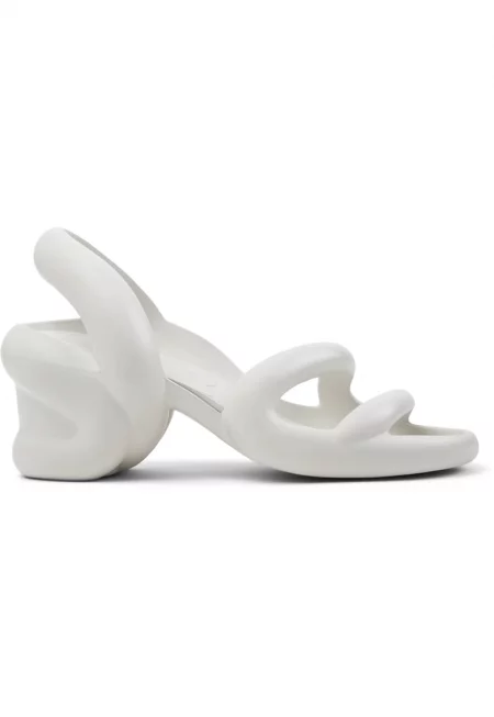 Сандали Kobarah с отворена пета и масивен ток - Бял