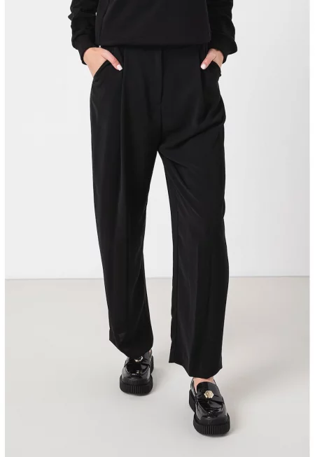 Свободен панталон с джобове - Черен