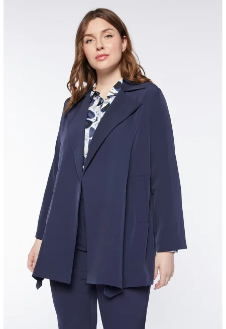 Свободнопадащо сако с копчета - Тъмносин