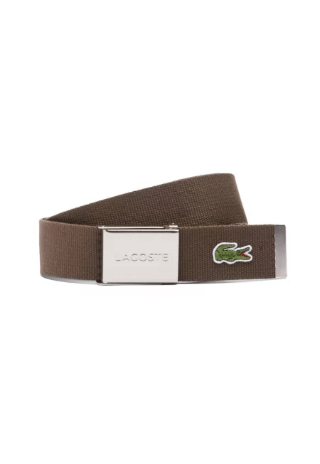 Текстилен колан с метална тока - Кафяв