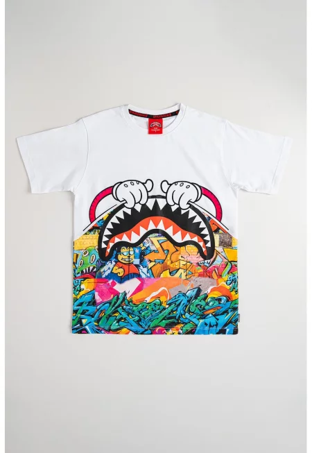 Тениска с принт - Бял/Многоцветен