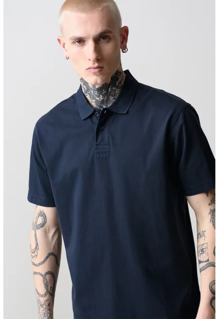 Тениска с яка - Тъмносин