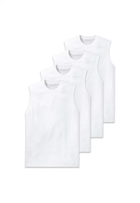 Топове с овално деколте - 4 броя - Бял