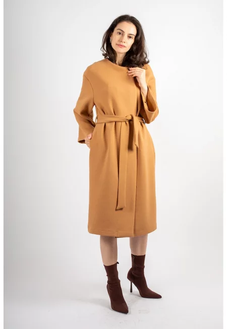 Тренч Addison с вълна и връзка - Праскова