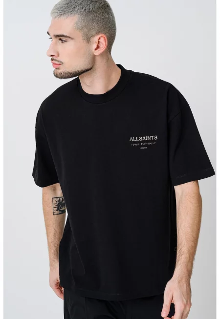 Уголемена памучна тениска Underground с лого - Черен/Кафяв