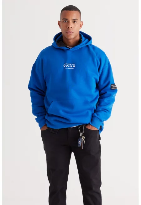 Уголемено худи с джоб кенгуру - Кралско Синьо