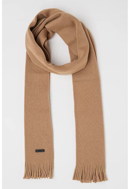 Вълнен шал Albas с ресни на подгъва - Бежов