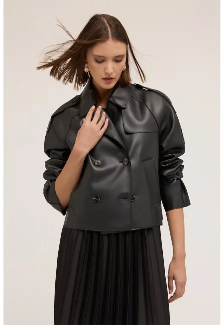 Яке от еко кожа с двуреден дизайн