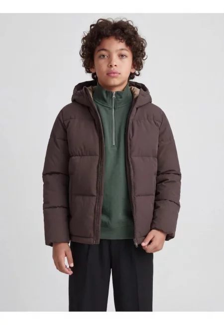 Яке за момчета - PUFFER - с качулка - Regular fit - JJGALAXY - Тъмнокафяво - Тъмнокафяв