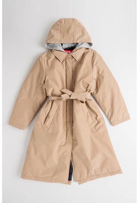 Застъпено палто с качулка и връзка