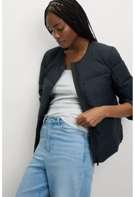 Зимно пухено яке с джобове с цип - Черен