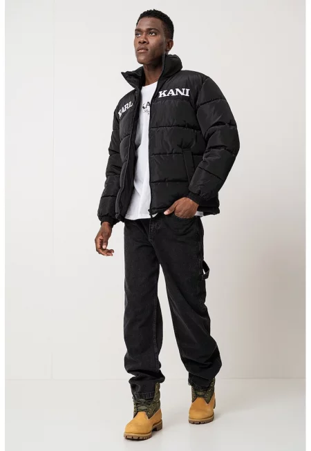 Зимно яке с висока яка - Бял/Черен