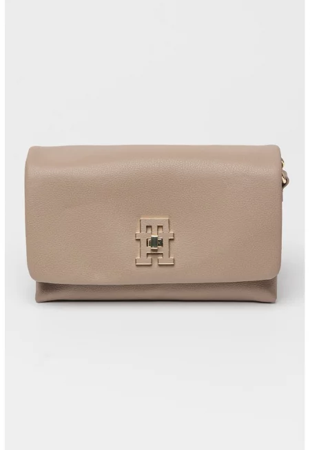 Чанта през рамо с лого - Сиво-кафяв