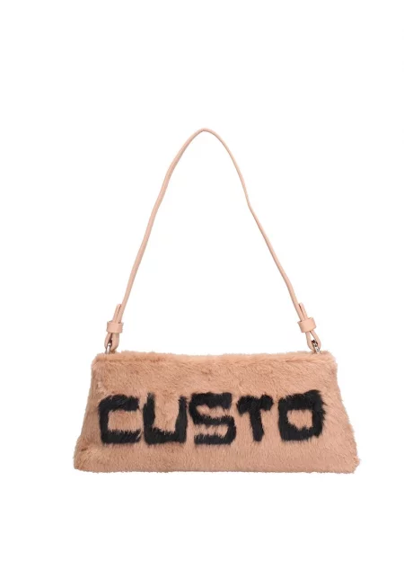 Чанта през рамо Zefira Prime от еко пух - Тъмнобежово