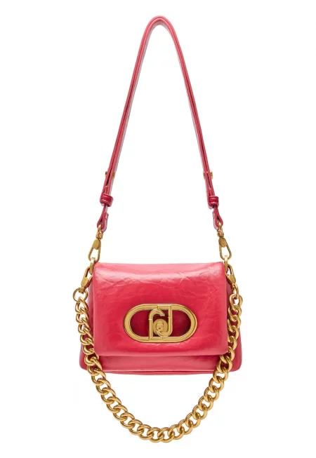 Чанта за рамо от еко кожа с лого - Червен