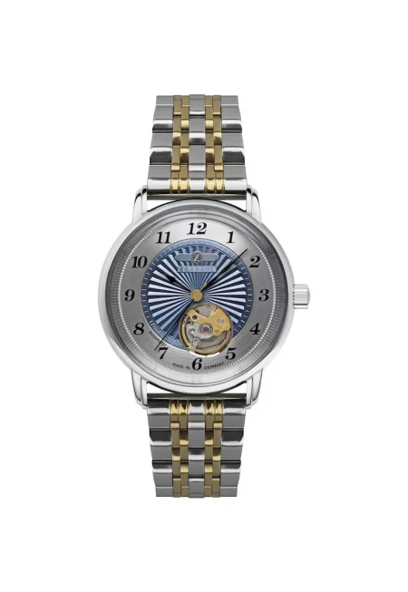 Часовник  8567M-3 - автоматичен - син - неръждаема стомана - 36мм - комплект сребърна и златна гривна