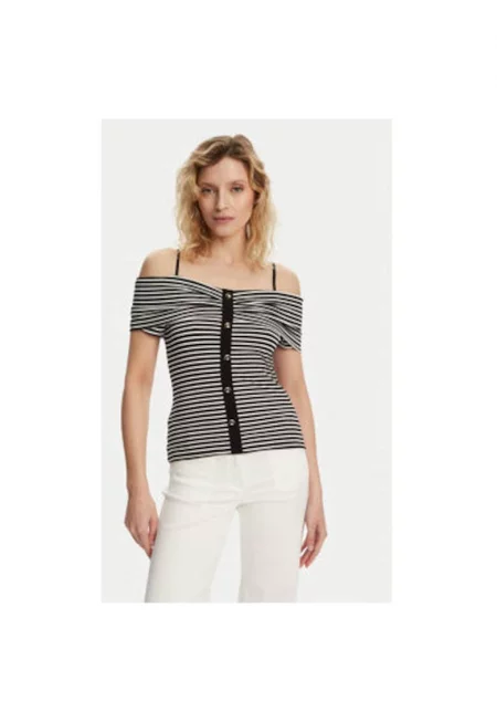 Дамска блуза  241-DROPEZ - Полиестер/Вискоза - Черна