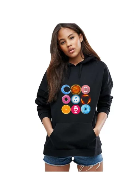 Дамска черна качулка - Circle