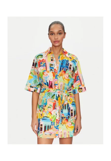 Дамска рокля -  305002327 - Лен/Вискоза - Многоцветен - Многоцветен