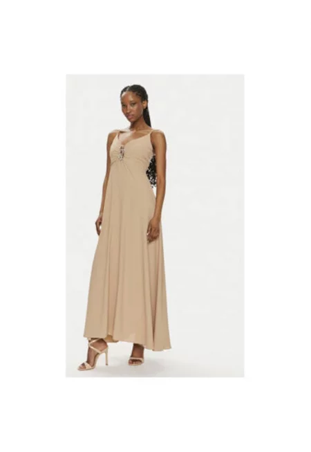 Дамска рокля - Ринасименто - 304391095 - Полиестер - Бежов