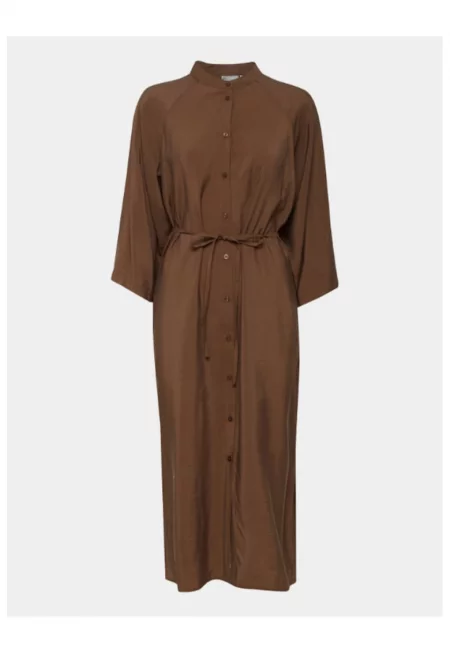 Дамска рокля-риза -  302776818 - Вискоза - Кафяв