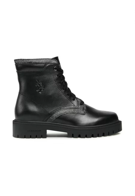 Дамски боти до глезена - US POLO ASSN - 303154 - Екокожа - Черни - Черен